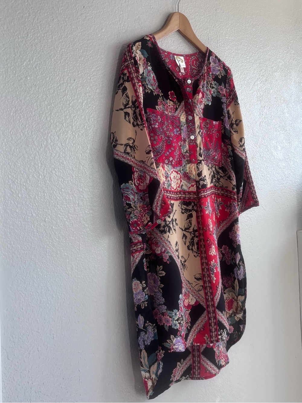 Anthro fig and flower Boho Floral Paisley Patchwork Tunic Dress Size M - Picture 3 of 7